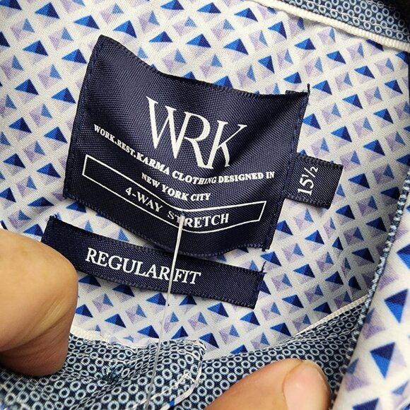 WRK Shirt Mens 15.5 Blue Long Sleeve Button Up Dress *NWT* - Picture 4 of 10